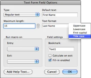 Word 2011 darbam ar Mac: teksta ievades veidlapu laukus ievietošana dokumentos