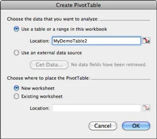 Kā izveidot rakurstabulu programmā Excel darbam ar Mac 2011