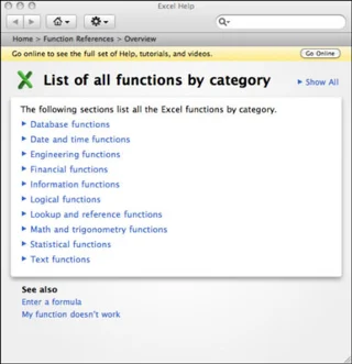 Iebūvēto funkciju un argumentu izmantošana programmā Excel darbam ar Mac&nbsp;2011