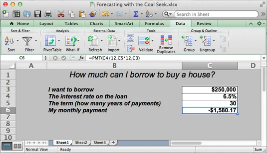 Előrejelzés a Microsoft Excel célkeresési parancsával