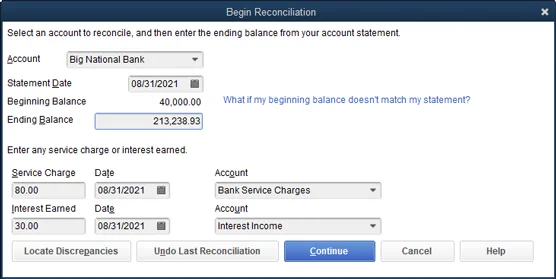 Hogyan lehet kiegyenlíteni egy bankszámlát a QuickBooks 2021-ben