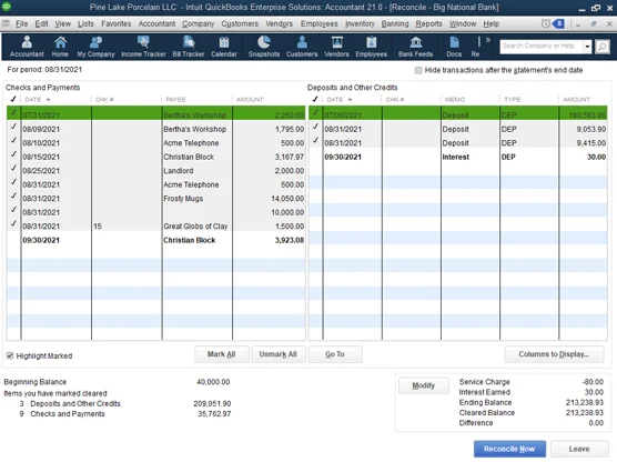 Hogyan lehet kiegyenlíteni egy bankszámlát a QuickBooks 2021-ben