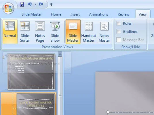 Kā modificēt slaidu šablonu programmā PowerPoint 2007
