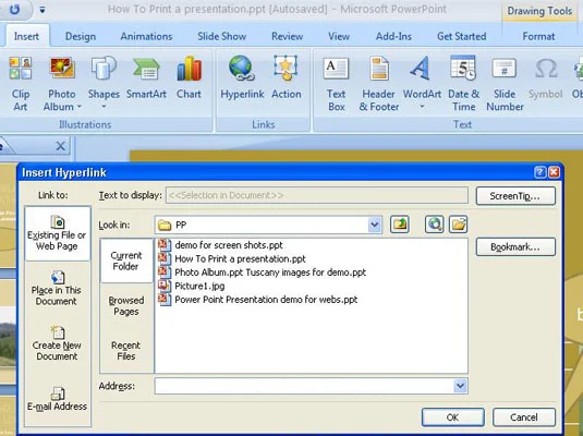 Kako v PowerPoint 2007 vključiti namig zaslona na gumb za dejanja