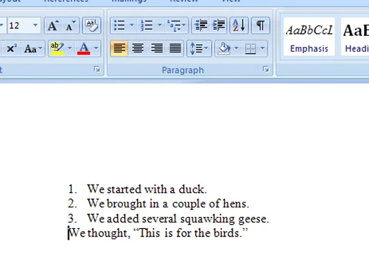 Kā pārvērst tekstu numurētā sarakstā programmā Word 2007