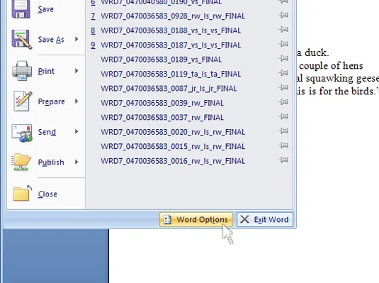 Kā izslēgt automātisko sarakstu programmā Word 2007