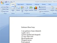 Kā programmā Word 2007 ievietot tukšu lapu