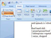 Kā programmā Word 2007 ievietot tukšu lapu