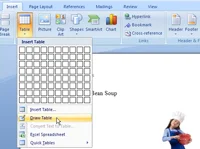 Kā zīmēt tabulu pa rindiņām programmā Word 2007