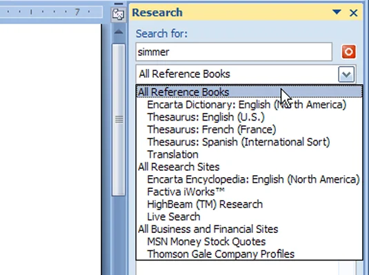 Word 2007 izpētes uzdevumu rūts izmantošana