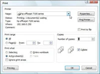 Избор штампача у програму Екцел 2007