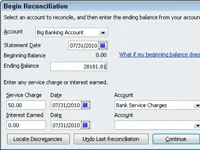 Bankszámla egyeztetése a QuickBooks 2010-ben