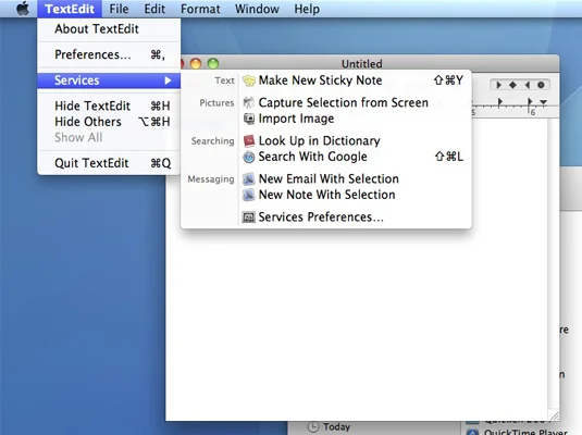 Kuidas kasutada teenuseid programmi võimaluste jagamiseks operatsioonisüsteemis Mac OS X Snow Leopard