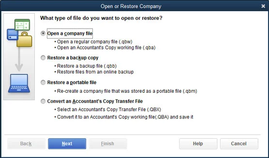 QuickBooks adatfájl visszaállítása