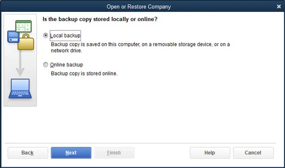 QuickBooks adatfájl visszaállítása