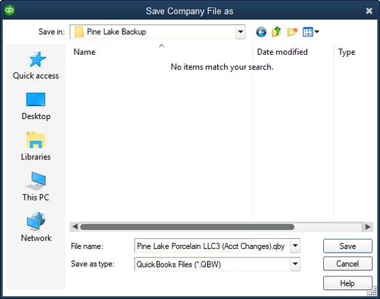 QuickBooks adatfájl visszaállítása