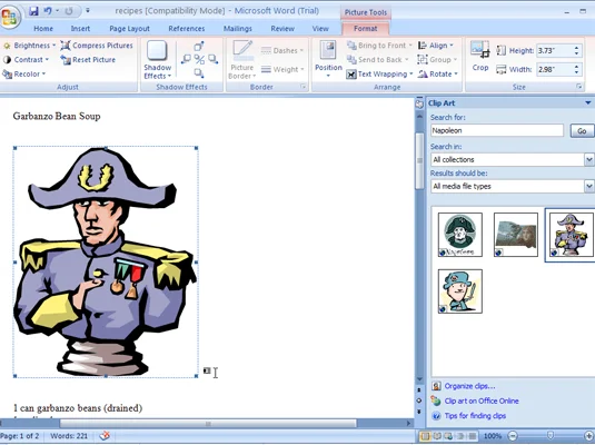 Kako dodati izrezek v dokument Word 2007