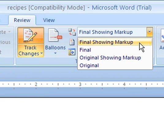 A Word 2007 dokumentumok módosításainak elfogadása vagy elutasítása