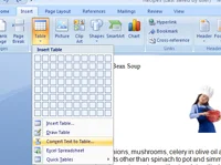 Teksta maiņa Word 2007 tabulā