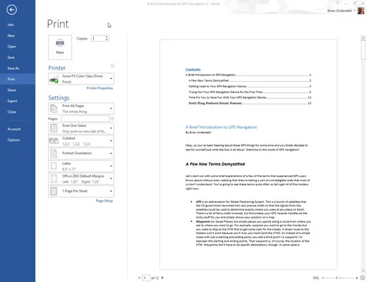 Kā priekšskatīt savu Word 2013 dokumentu pirms drukāšanas