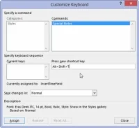 Kā programmā Word 2013 modificētajam stilam piešķirt īsinājumtaustiņu