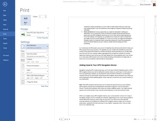 Kā izdrukāt teksta bloku programmā Word 2013