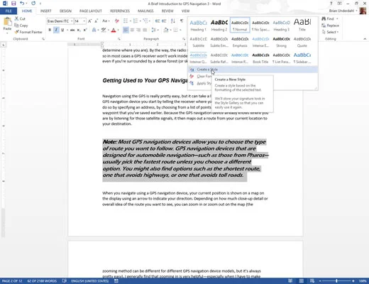 Kā formatēt un izveidot stilu programmā Word 2013