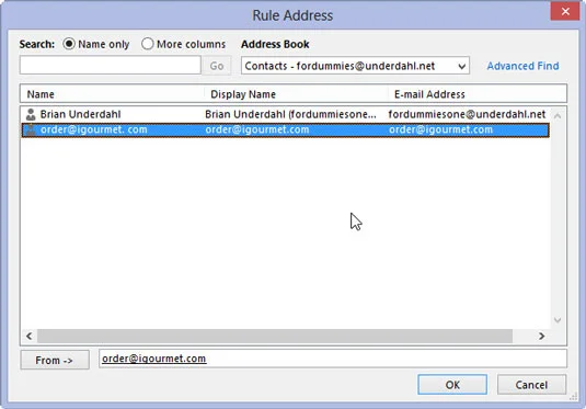 Kā lietot kārtulu vedni programmā Outlook 2013