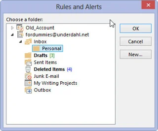Kā lietot kārtulu vedni programmā Outlook 2013