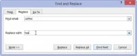 Kā aizstāt atrasto tekstu programmā Word 2013