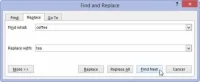 Kā aizstāt atrasto tekstu programmā Word 2013