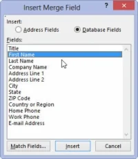 Kā salocīt laukus adresātu sarakstā programmā Word 2013