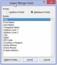 Postopek spajanja pošte v programu Word 2013