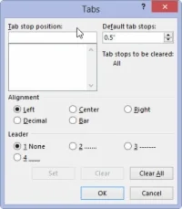 Kā iestatīt Leader tabulēšanas pieturas programmā Word 2013