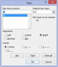 Kā iestatīt Leader tabulēšanas pieturas programmā Word 2013
