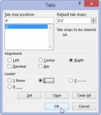Kā iestatīt Leader tabulēšanas pieturas programmā Word 2013