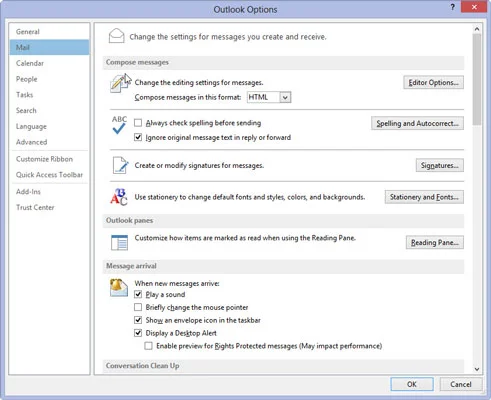 Kā iestatīt atbildes un pārsūtīšanas opcijas programmā Outlook 2013