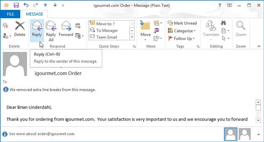 Kā atbildēt uz ziņojumu programmā Outlook 2013