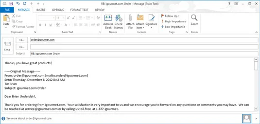 Kā atbildēt uz ziņojumu programmā Outlook 2013