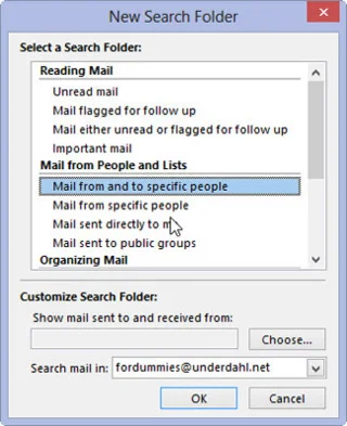 Kā iestatīt meklēšanas mapi programmā Outlook 2013