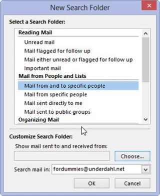 Kā iestatīt meklēšanas mapi programmā Outlook 2013