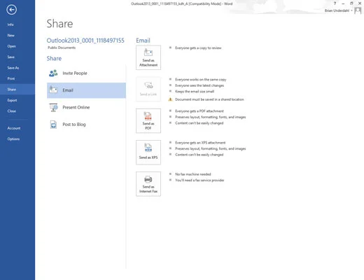 Kā nosūtīt failu programmā Outlook 2013