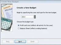 Hozzon létre új költségvetést a QuickBooks 2012 költségvetési beállítási ablakával
