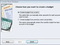 Hozzon létre új költségvetést a QuickBooks 2012 költségvetési beállítási ablakával