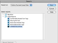Adobe CS5 Dreamweaver nettstedsrapporter