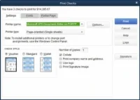 Csekk rögzítése és nyomtatása a QuickBooksból