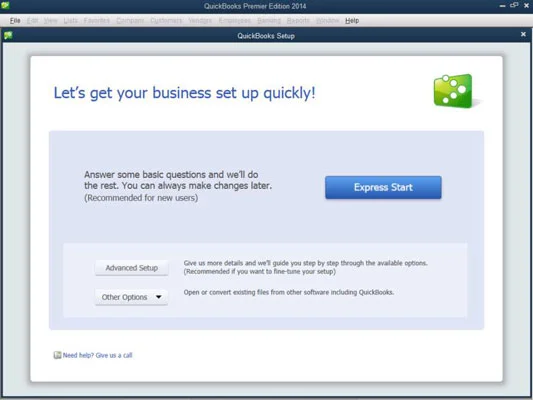 A QuickBooks 2014 telepítésének futtatása