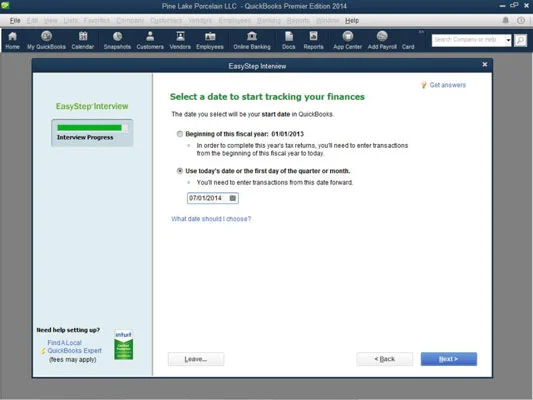 A QuickBooks 2014 telepítésének futtatása