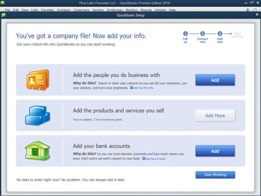 A QuickBooks 2014 telepítésének futtatása
