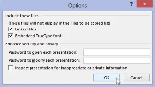Kā iesaiņot PowerPoint 2013 prezentāciju kompaktdiskā